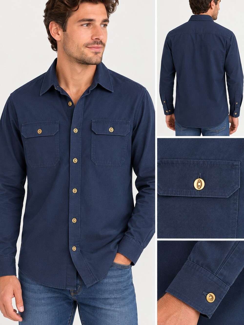 Chubbies Wanderers Club Navy Button Up Shirt Jacket Utility Pockets M